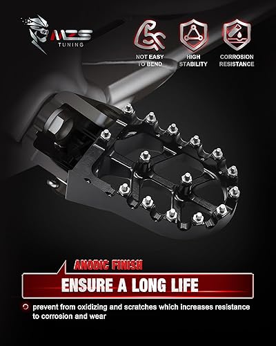 Miniatura 67 de MZS Estriberas de motocross anchas negras compatibles con KX250 KX450 KX250F KX450F KX250X KX450X CR125 CR250 CR250 CRF150R CRF250R CRF250 RALLY