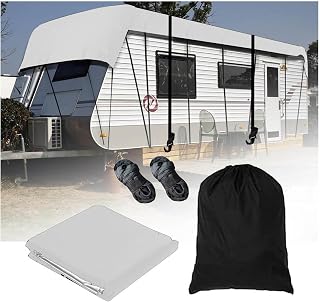 Wider 3.3m Camper Cover Waterproof 210D Oxford Cloth Class A Rv Cover Wind, Rain and Snow Proof with 2 x 32.8 ft Windproof Straps,Gray-11x3.3m/36x10.8ft