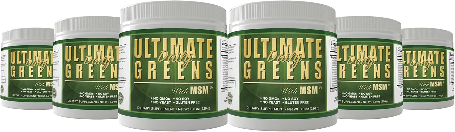 Daily Health, Ultimate Greens Powder Immune Support Vegan Friendly Vegetable Alkalize Drink NO GMO Gluten Soy Free 8oz 3 Pack
