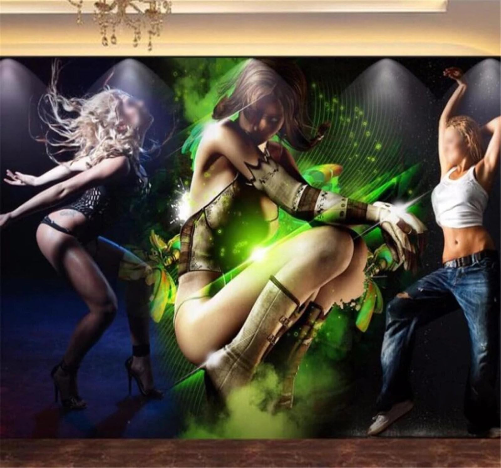 Wallpaper-3D-Xlm Women's 300Cm×210Cm(B×H) Three Dimensional Sexy Beautiful Bar Unique 3D Wallpaper Easy Install Feature Office Living Room Sofa Bedroom Tv Background Wall Decoration-300Cm×210Cm