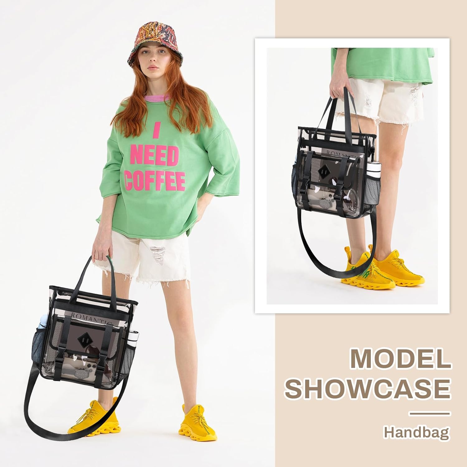 Clear Tote Bag Stadium Approved 12x6x12, Thickened Heavy Duty PVC Transparent Tote Bag Water Resistant - Image 3