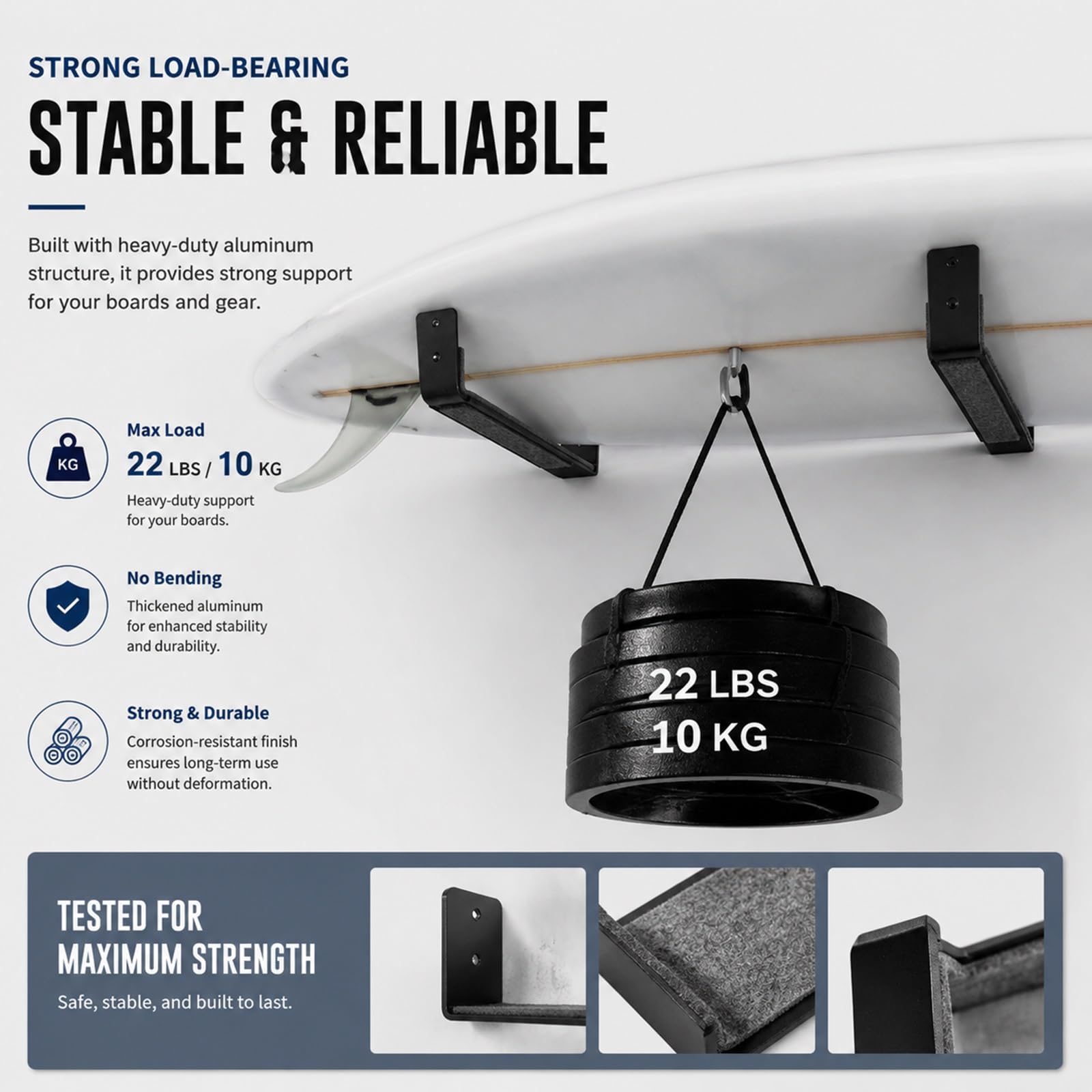 Wieszak na Desk Surfingowy na Ścianę, Stalowy Stojak do Przechowywania Deski Surfingowej z Pianką Ochronną, do Paddleboards Shortboards i Longboards