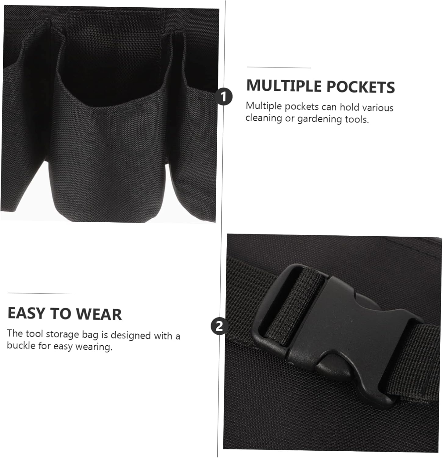 VALICLUD Waist Tool Bag Cleaning Tool Belt with Multiple Pockets Adjustable Canvas Utility Pouch for Gardening Janitorial and Home Use 10.23X5.90X1.96 Inches