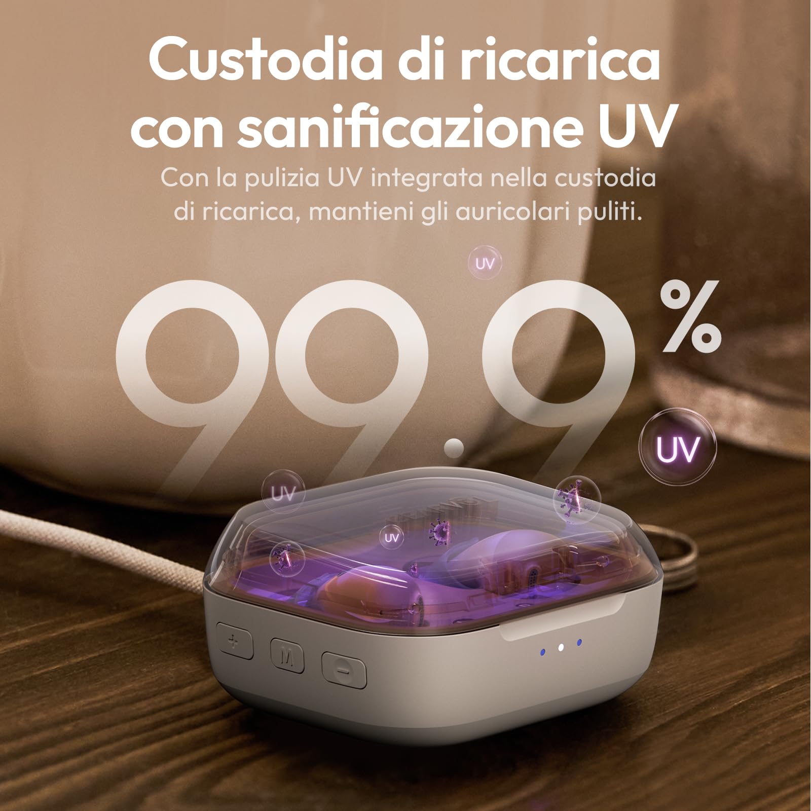 Nano Amplificatore del Suono per Anziani, Custodia di Ricarica con Controllo, 3 Modalità, 3 Programmi Sonori, Senza Bluetooth/App,Galassia
