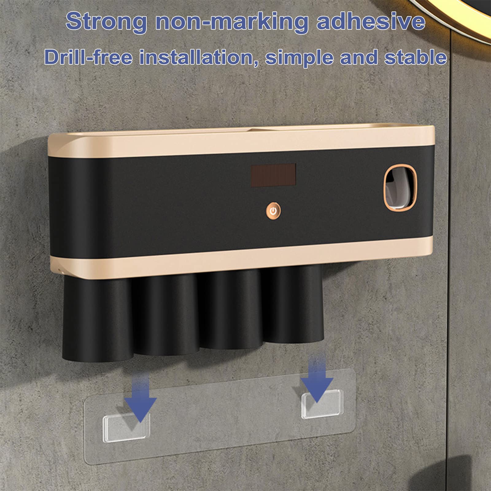 Porta Spazzolino Elettrico, Dispenser Dentifricio, Porta Dentifricio, Porta Spazzolini Bagno Muro, con gancio per spazzolino da denti, tazza per spazzolino da denti, scatola portaoggetti-3 Cups