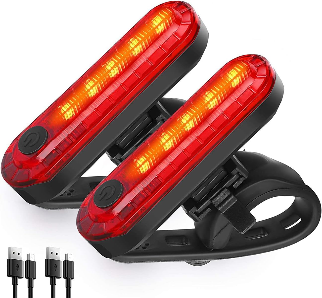 2 Pack LED Rear Bike Tail Light with 4 Light Modes, Ultra Bright USB Rechargeable Bicycle Taillights, Waterproof Bike Back Light for Cycling Helmet Backpack Safety Warning