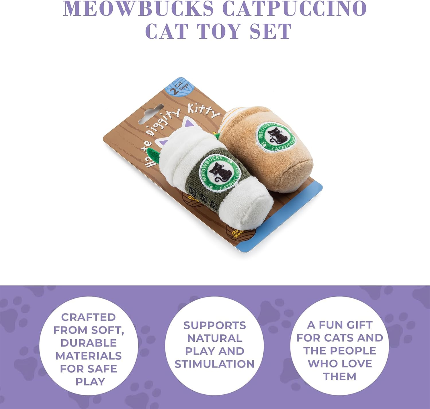 Haute Diggity Kitty Meowbucks Catpuccino Set, Soft Plush Cat Toys image 5