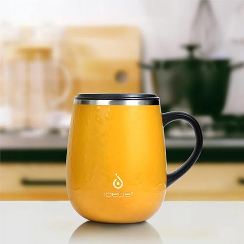 Miniatura 8 de Ideus Taza de café aislada de 16 onzas con asa y tapa, taza de café térmica al vacío de acero inoxidable de doble pared, taza de café de viaje para