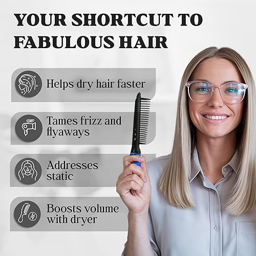 Miniatura 6 de Herstyler Peine alisador de cabello, peine alisador para plancha plana, hace que el peinado sea fácil, consigue el cabello liso en minutos (azul)