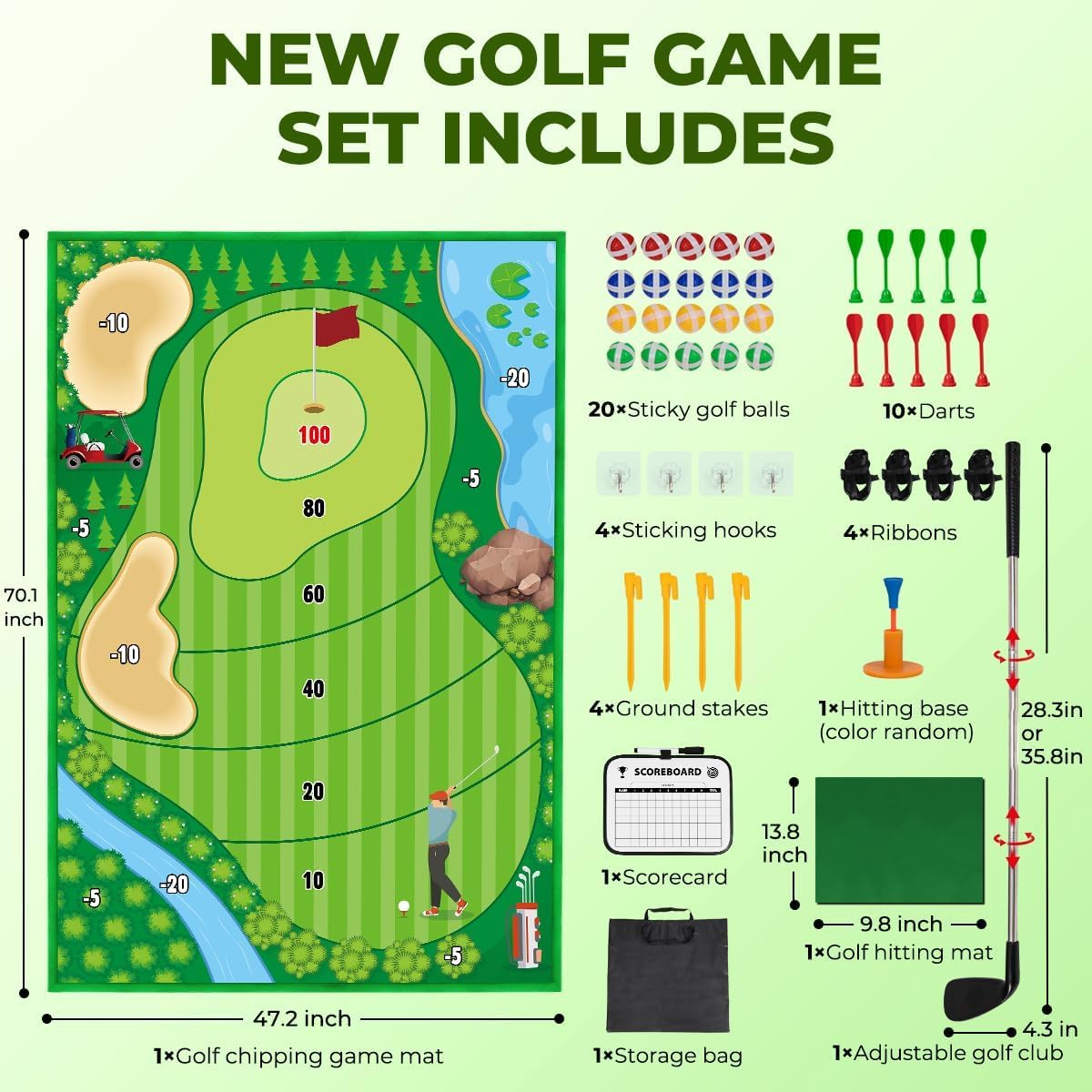 Tapis de Putting Entraînement Golf Set, Golf Putting Piste pour Adultes, Enfants familles Golf Putting Trainer Tapis de Golf pour Intérieur/Extérieur