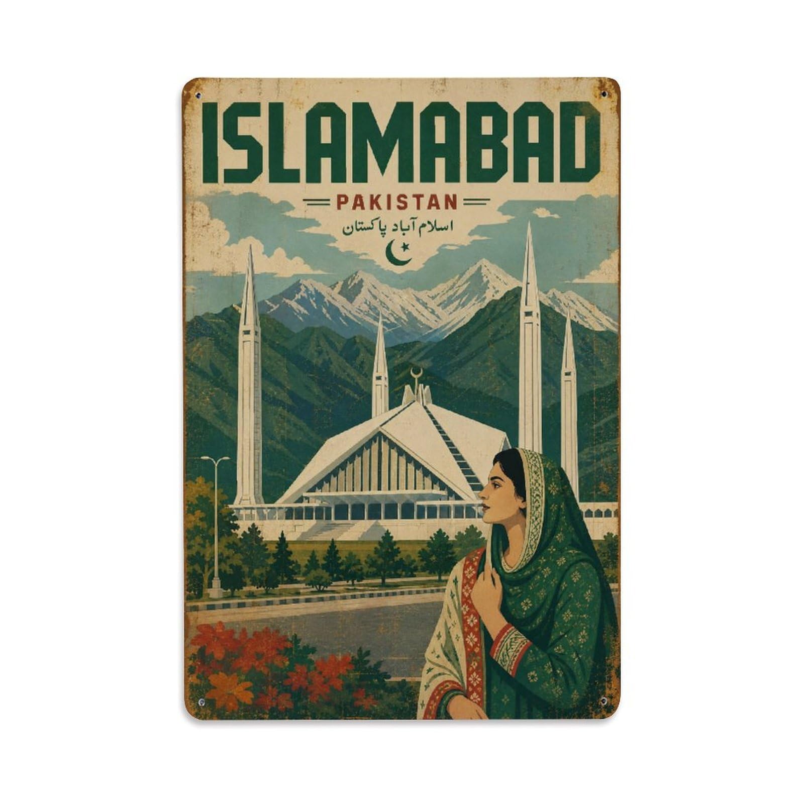 Gead 8X12inch Style Vintage Travel Pakistan Islamabad Metal Tin Sign