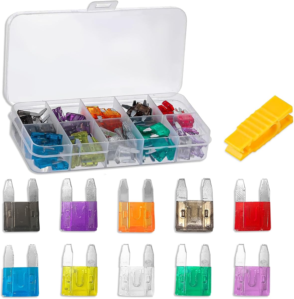 120PCS Car Fuses Assortment Kit, Automotive Fuse, Auto Blade Fuse Kit with Puller Tool, Mini Fuses(2A/3A/5A/7.5A/10A/15A/20A/25A/30A/35A) Replacement Fuse for Car RV Truck Motorcycle Marine