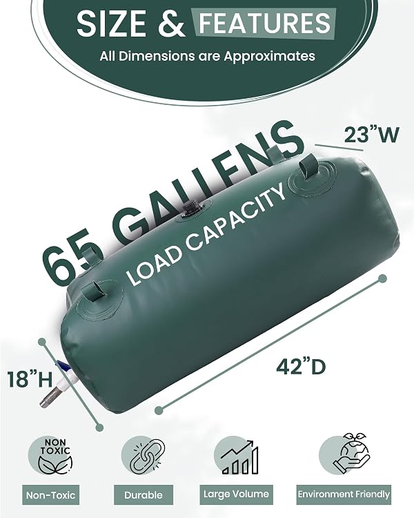 FoundGo 245L/65gal Water Storage Bladder - Emergency Tank, Large Capacity Container, Portable Vinyl Barrel With Valves & Overflow Kit for Outdoor/Survival/RV/Garden by FoundGo - Used condition - Image 2