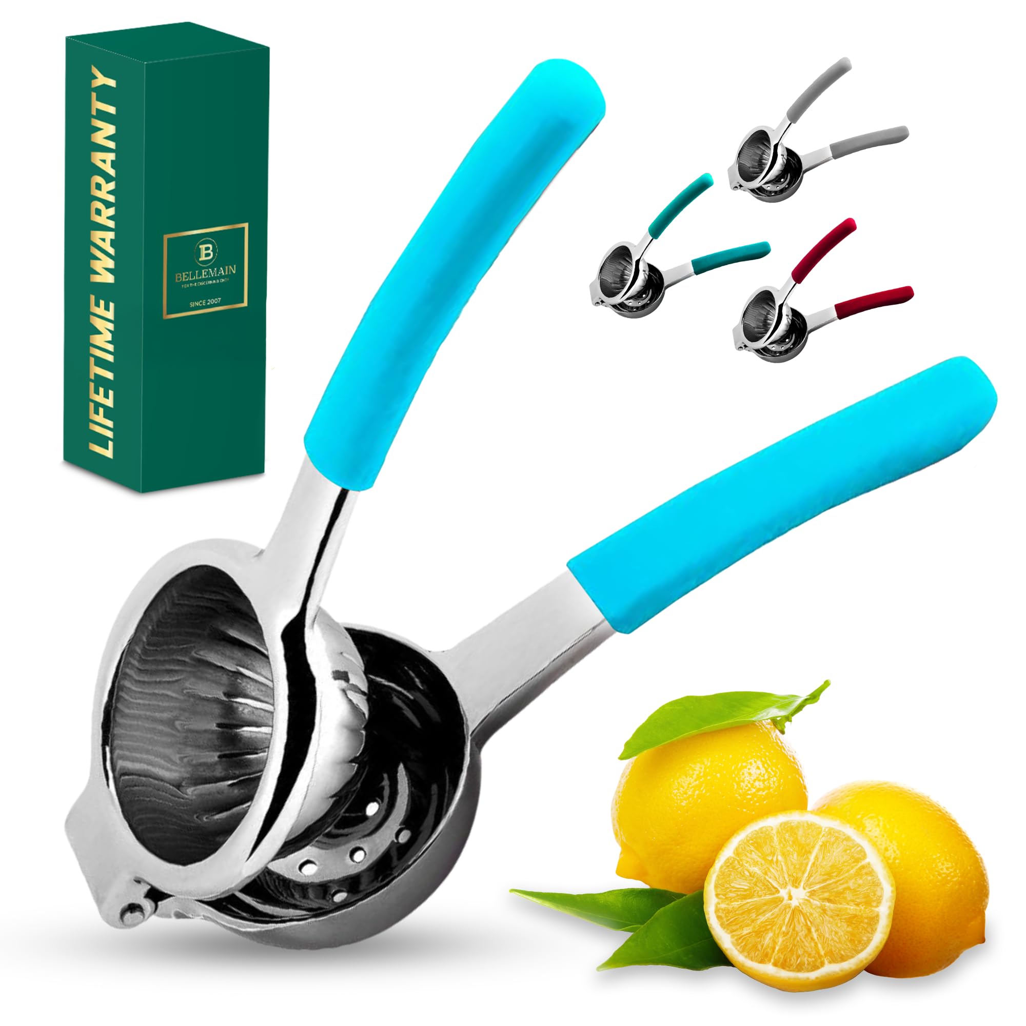 Bellemain Metal Lemon Squeezer, Stainless Steel Citrus Juicer, light blue