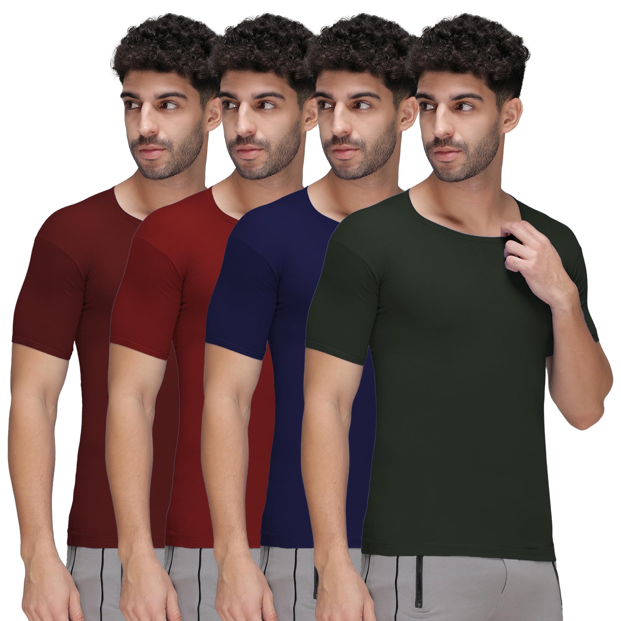 amul comfy Men's Pure Cotton Multi Color Color Vest with Sleeve Pack of 4(Assorted Colour May Vary)-picture-34