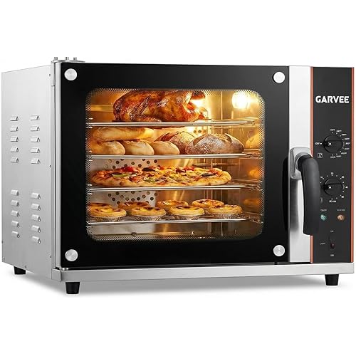 Commercial Convection Oven 2.3 Cu.ft, 2400W High Power 4-Tier Countertop Oven, 68L/60Qt, Stainless Steel Baking Electric Oven with 4 Trays & Timer & Clip Gloves, 120V, for Restaurant Shop