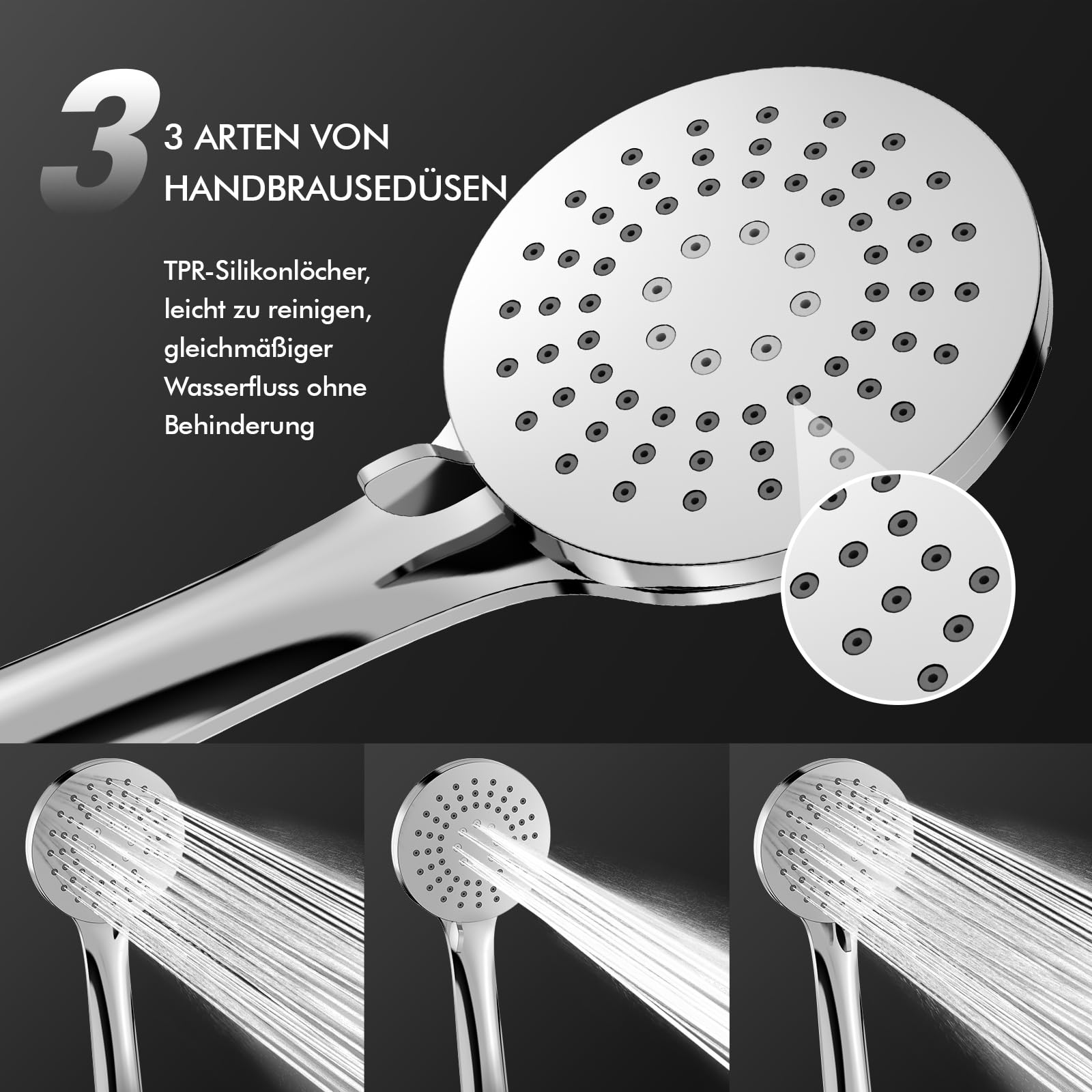 HOMELODY Sistema de ducha con termostato y estante de ducha cromado, juego completo con cabezal de ducha de lluvia redondo, 3 tipos de chorro, ducha de mano ABS, bloqueo de seguridad a 38 °C, ducha de