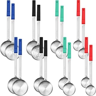 Teenyyou 16-Pc Portion Control Spoons Set: Slotted & Solid Ladles 2-8oz for Weight Loss, Restaurants (4 Colors)