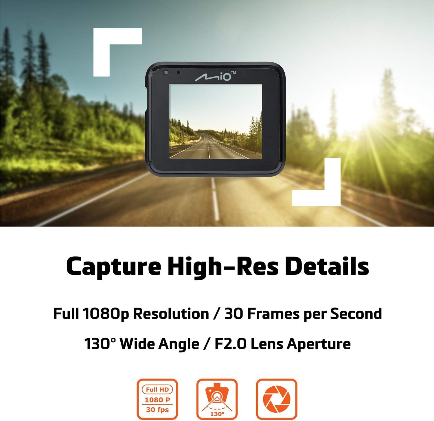 Bеѕt Quаlіtу 🔥 Mio MiVue C320 Mounted Mini Car Security Dash Camera 1080p Full HD Recording, 130° Wide-Angle Lens - Auto Power On Plus G-Sensor for Emergency Backup - Record in Low-Light Conditions