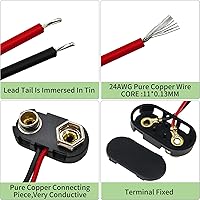 Vista 4 de Conector de batería de 9 V, 10 piezas tipo T de 9 voltios conector de hebilla de plástico duro utilizado en experimentos estudiantiles, u otros