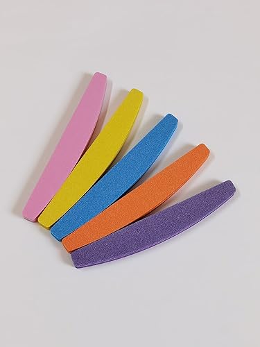 YBNAIL10 piezas de lima de esponja de media luna, herramienta de mejora de uñas, lima de uñas de doble cara, lavable, tira de pulido de uñas