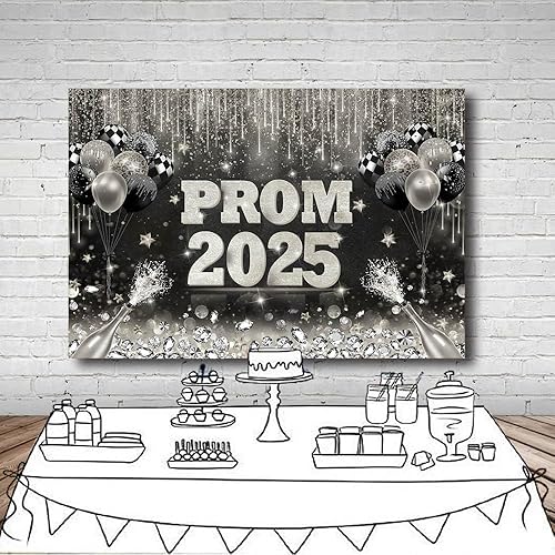 Miniatura 4 de AIBIIN Fondo de fotografía de graduación de 7 x 5 pies con purpurina plateada para graduación 2024, celebración, fiesta de graduación, suministros