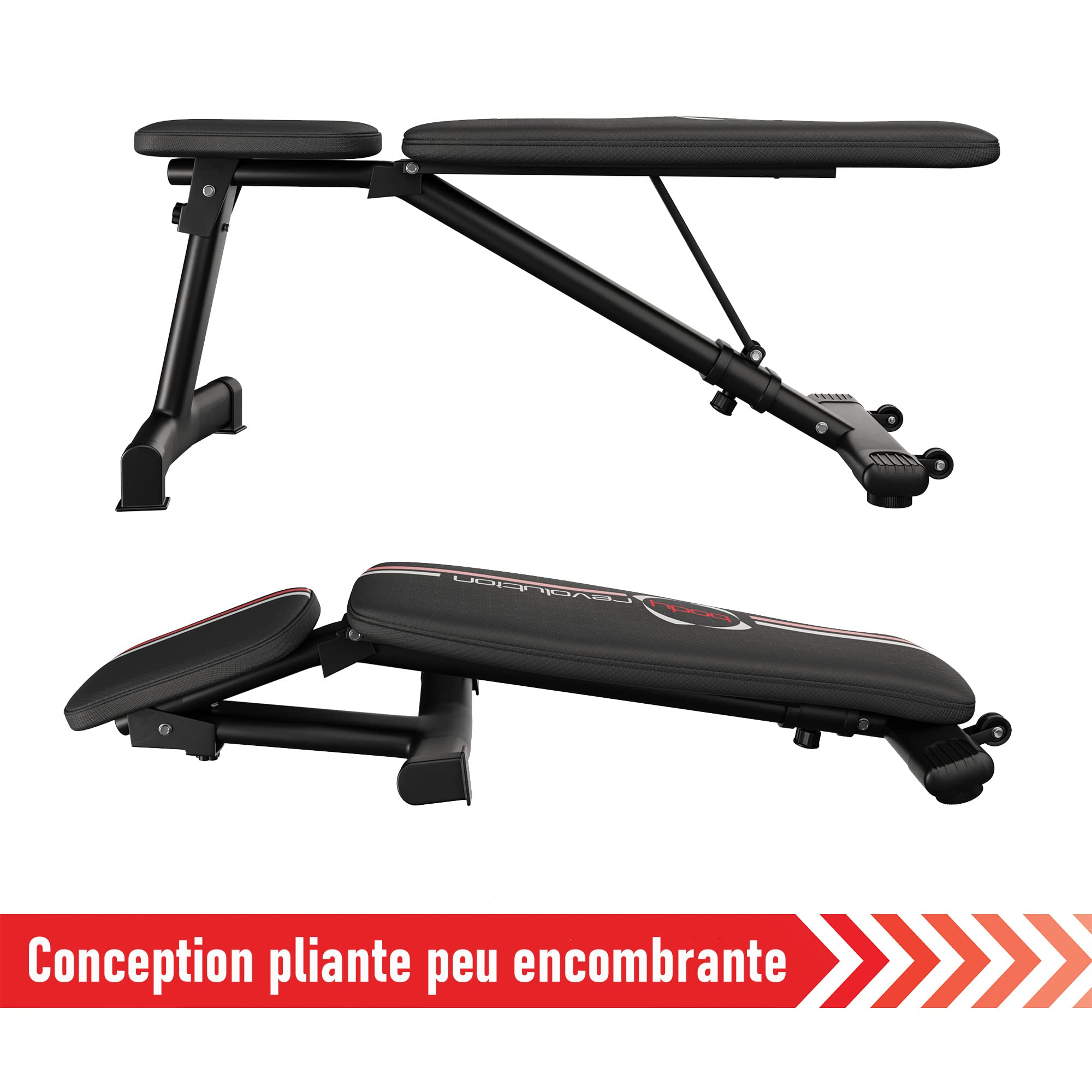 Banc Body Revolution Plat – Rembourré Confort, Pieds Antidérapants, 110x65x40 Cm – Idéal Pour Haltères Et Développé Couché à Domicile