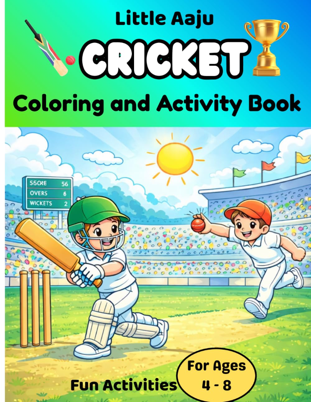 Cricket Coloring and Activity Book for Kids: Fun Cricket Coloring Pages, Mazes, Puzzles & Activities for Kids Ages 4–8
