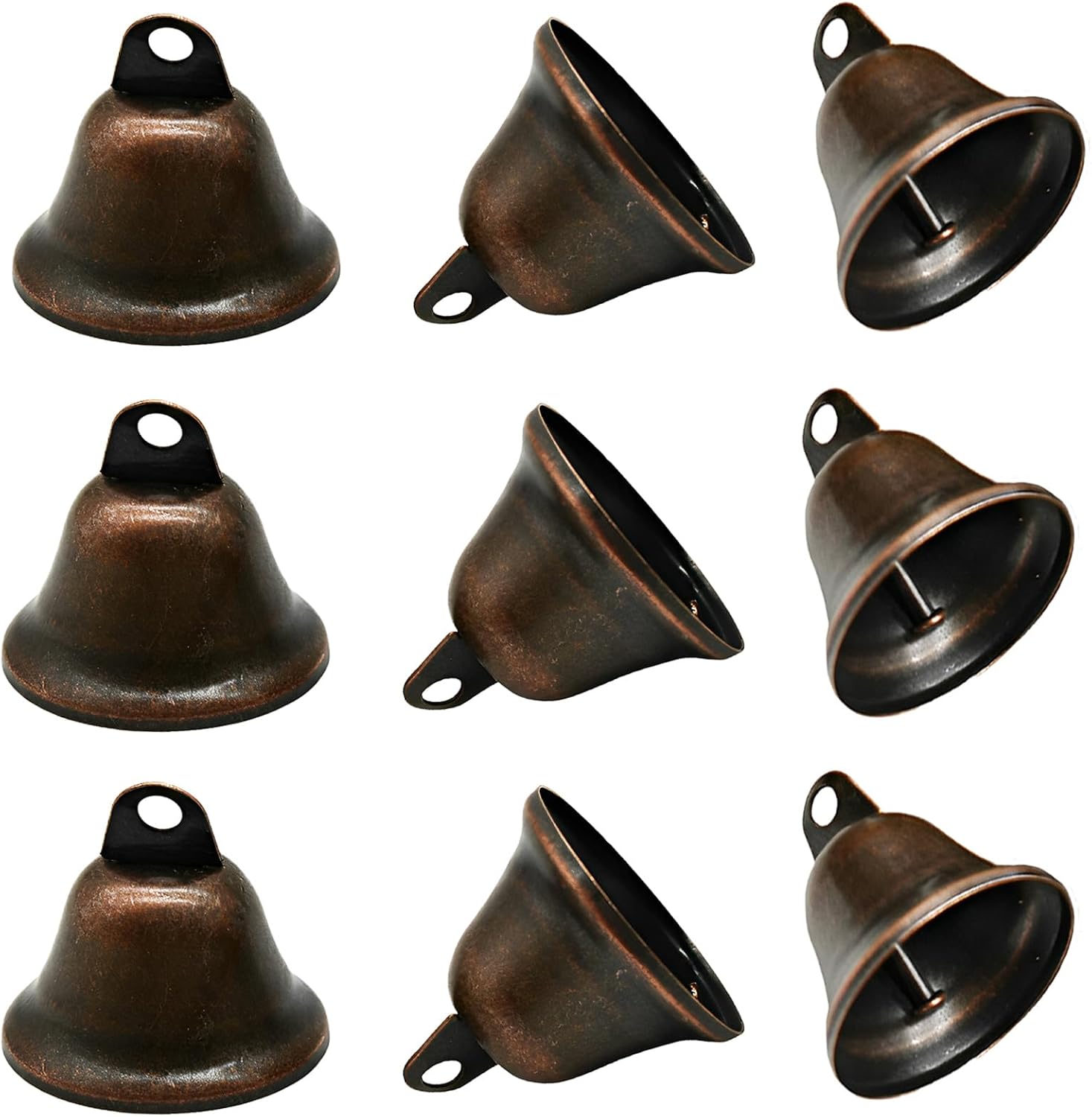 12Pcs 38mm Vintage Red Copper Bells 1.7x1.5Inch Mini Craft Bell