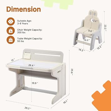 3-in-1 Folding Table and Chair Set, Reversible Graffiti Tabletop