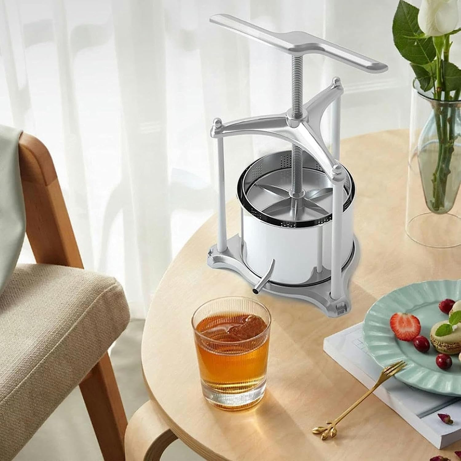 Manual Wine Press, Screw Press Method, Stainless Steel 6L Wine Press, Oil Press, Suitable for Lemon, Grapefruit and Other Fruits