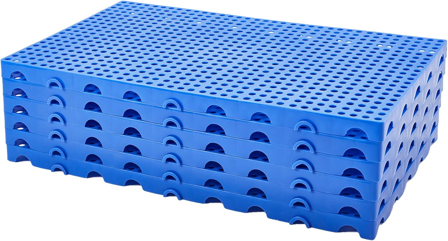 Heavy Duty Plastic Pallets 6-Pack, Blue Polypropylene Nestable Stacking Pallets for Shipping Storage, 100x60x5cm Low Profile Grid Pallets for Garage Warehouse Supermarket and Industrial Organization