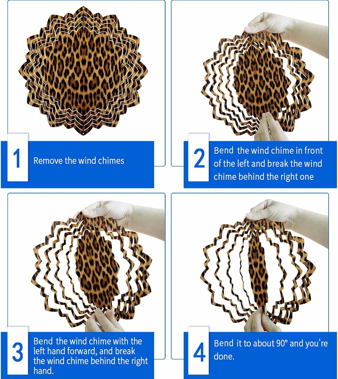 Retro Leopard Wind Spinner for Garden Yard 12In, Abstract Classic Texture Decoration 3D Stainless Steel Kinetic Hanging Wind Spinners Rustproof Outdoor Decor for Lawn Patio Home