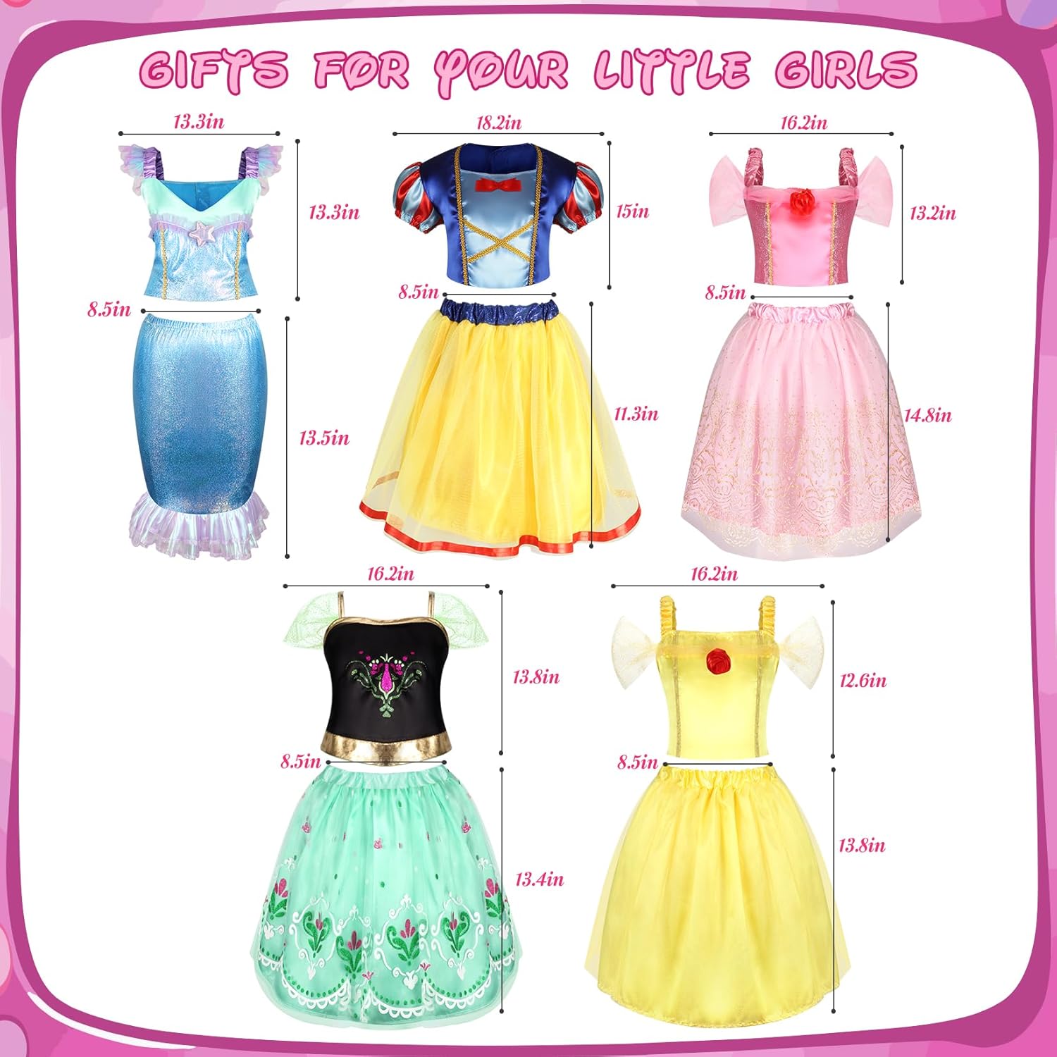 Princess Dress Up Clothes for Little Girls: Princess Costume for Girls Toddler, Girl Toys Age 3 4 5 6 Year Old Girl Birthday Gifts Christmas Gift - Image 8