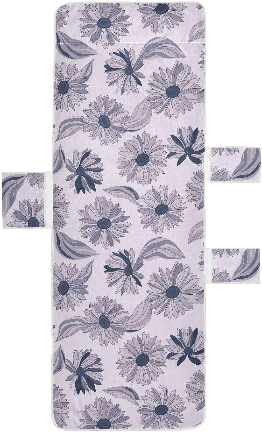 Strange Flower Lounge Chair Towel Cover with Side Pockets – 85x30in Foldable Chaise Cover for Beach, Pool, Patio, Spa