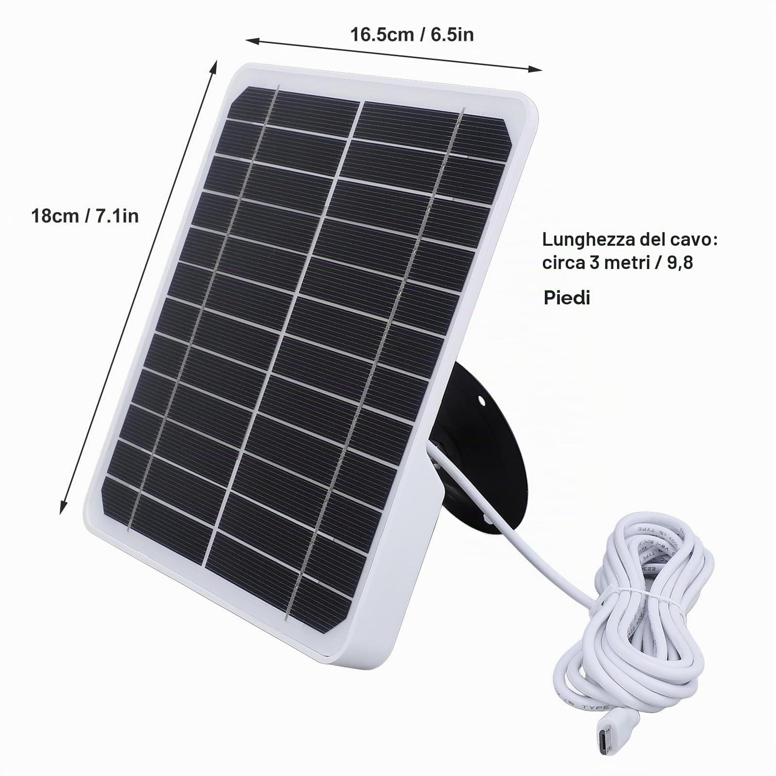 Pannello solare per telecamera di sicurezza, pannello solare da 20W 5V compatibile con telecamera a batteria ricaricabile, caricatore di pannello solare impermeabile IP68 USB