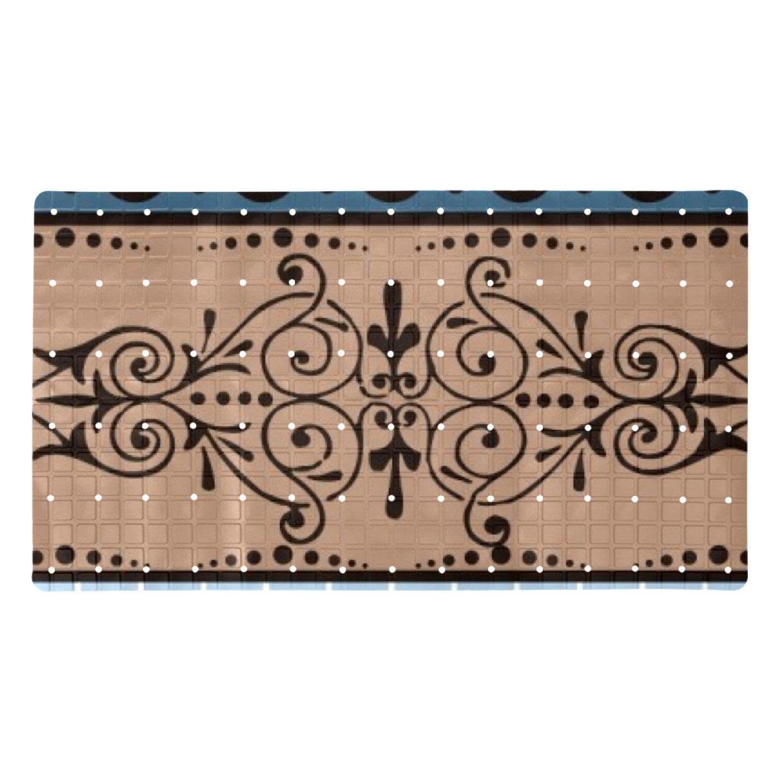 Tapis de bain antidérapant en PVC rétro 40 x 70 cm pour douche