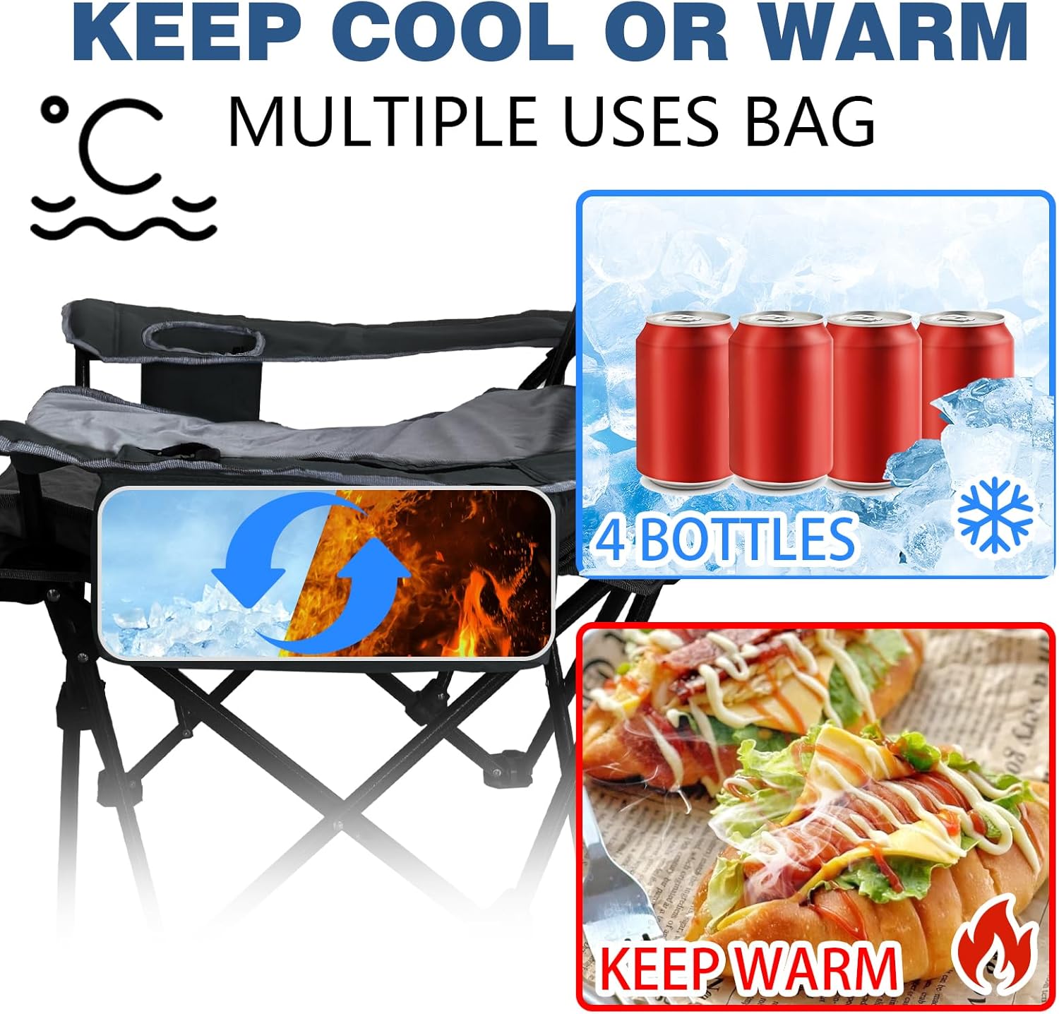 Reclining Camping Chair 4 Position with Foot Rest Comfortable for Adults 265Ibs Folding Lounger Mesh Beach Chair with Cooler Bag,Cotton Cushion and Cup Holder for Outdoor Patio