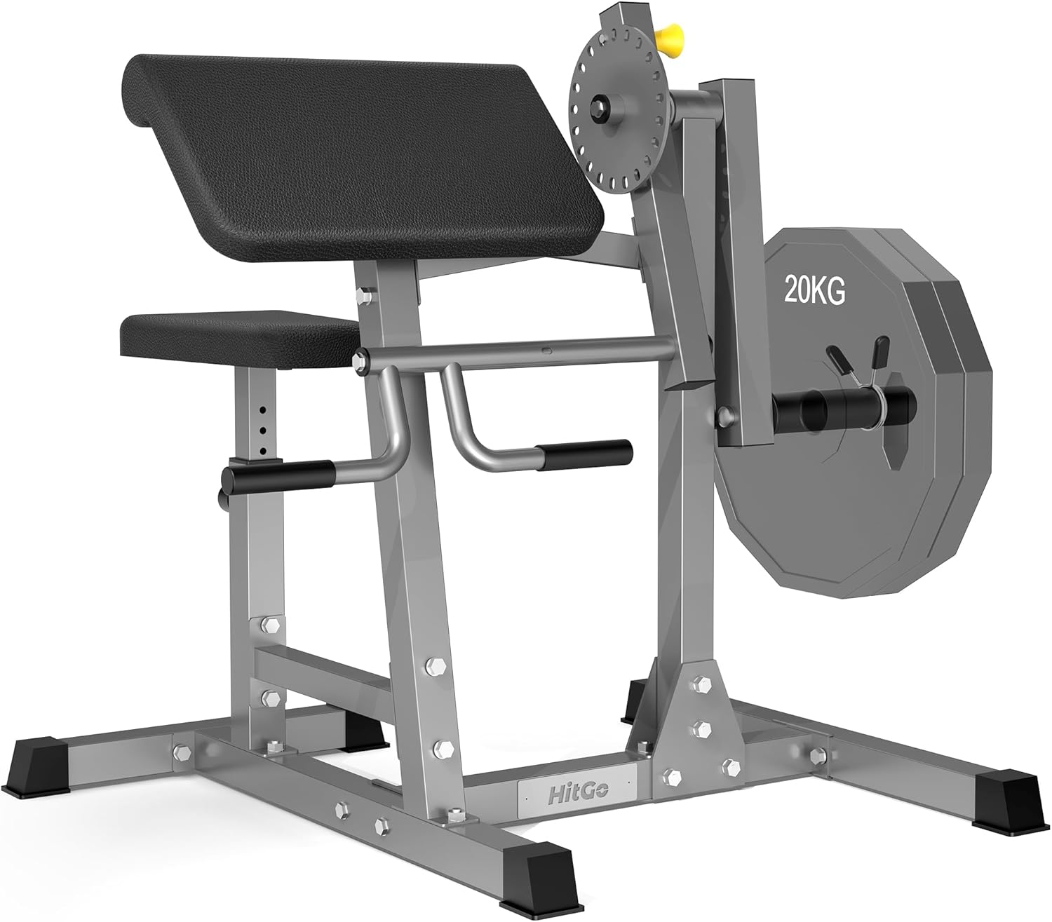 Preacher Curl Bench for Biceps and Triceps Isolation Training, with Thickened Pad, Compatible with 1" and 2" Weight Plates