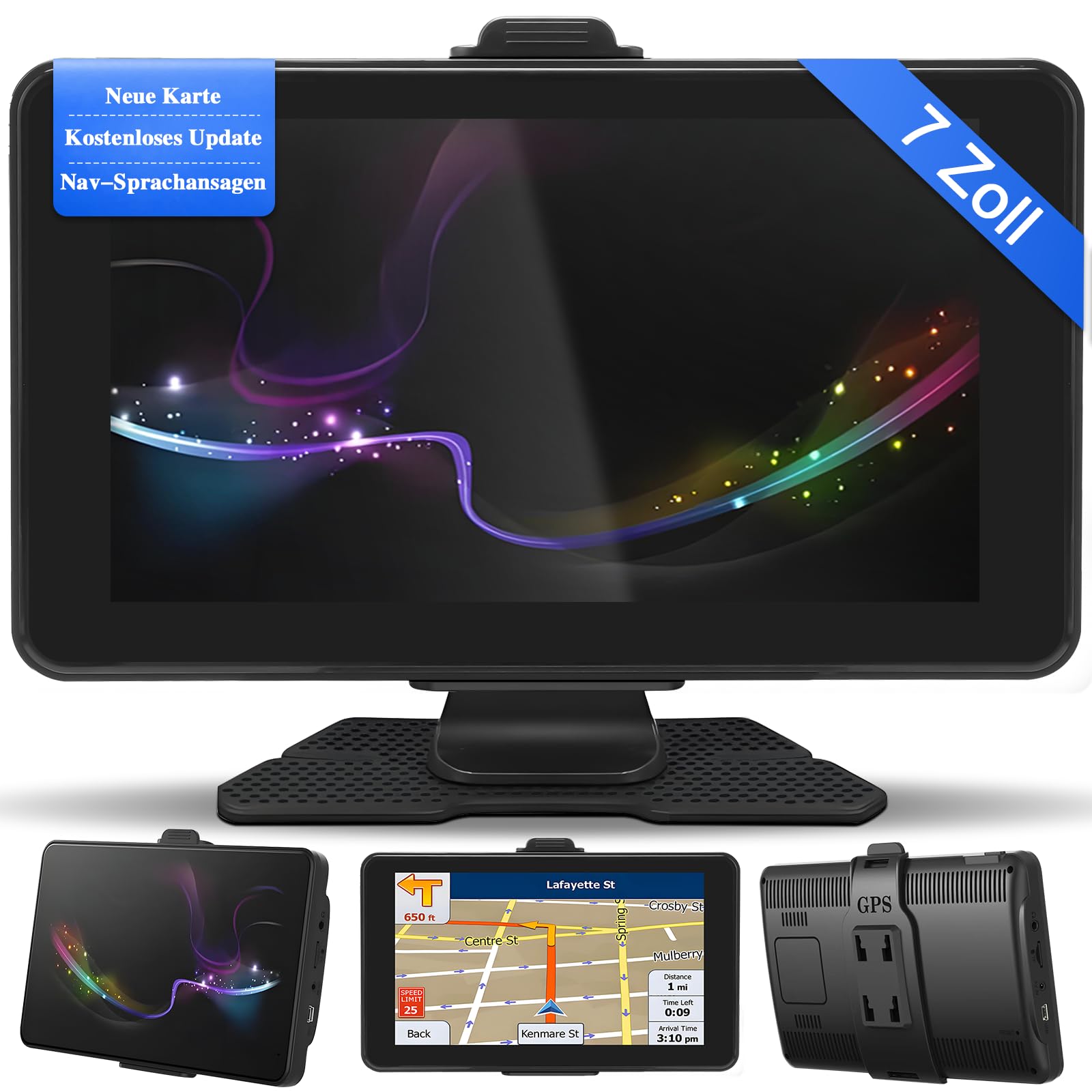Navigationsgeräte für Auto,7 Zoll,LKW navigationsgeräte-GPS mit Echtzeit-Verkehrsinformationen,mit HD-Display und Sprachsteuerung,europäische Karten,geeignet für PKWs,Wohnmobile und LKWs