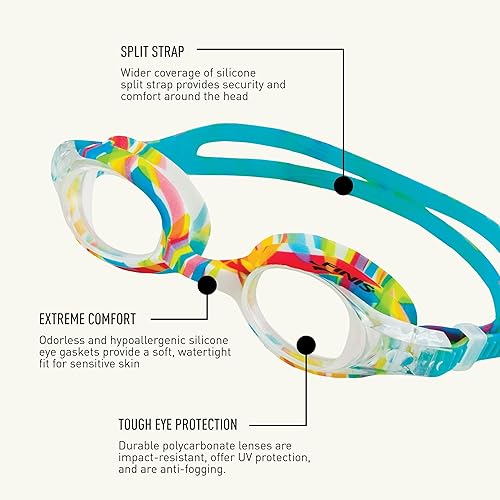 Miniatura 4 de FINIS Gafas de natación de sirena para niños de 4 a 10 años - Protección UV - Lentes antivaho - Ajuste de silicona suave