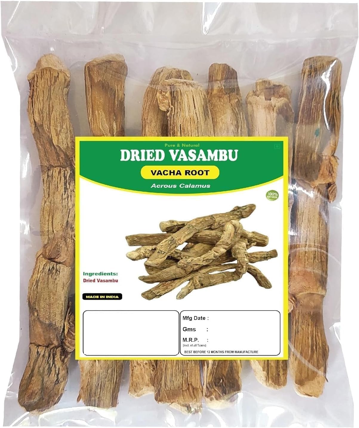 Dried Vasambu | Vacha Root | Sweet Flag | Acrous Calamus | Vayambu Root - 100g