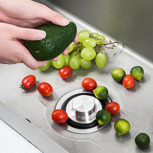 Miniatura 8 de Colador de cesta de fregadero de cocina de acero inoxidable resistente con borde de 4.5 pulgadas de diámetro y tapón de fregadero de cocina de acero