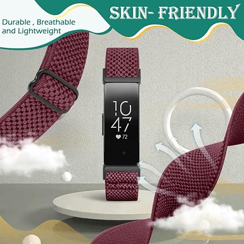 Miniatura 10 de Huamanlou Correas deportivas de nailon elásticas ajustables compatibles con Fitbit Inspire 3Inspire 2InspireInspire HRAce 2Ace 3, correas elásticas