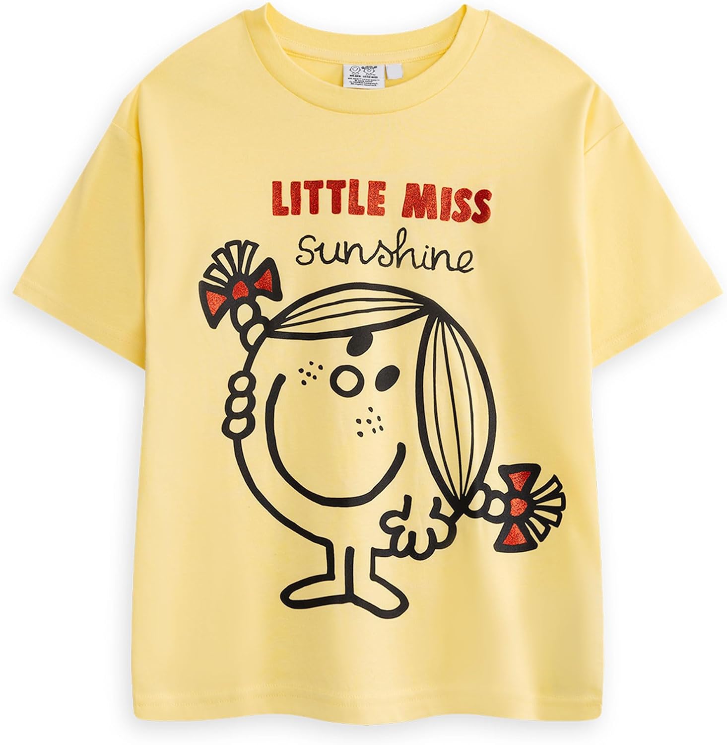 MR. MEN LITTLE MISS Girls Yellow, White & Pink Multi-Pack of 3 Graphic Tees | Short Sleeve Crew Neck Cartoon