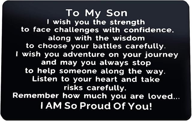Son Gifts from Mum Engraved Wallet Card for Son Birthday Gifts Graduation Gifts for Son Christmas Valentines Gifts Inspirational Gifts for Son