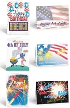Stonehouse Collection | Assorted Fourth of July Cards | Variety Pack of Patriotic Greeting Cards | 12 USA Flag Cards & Envelopes (Assorted)