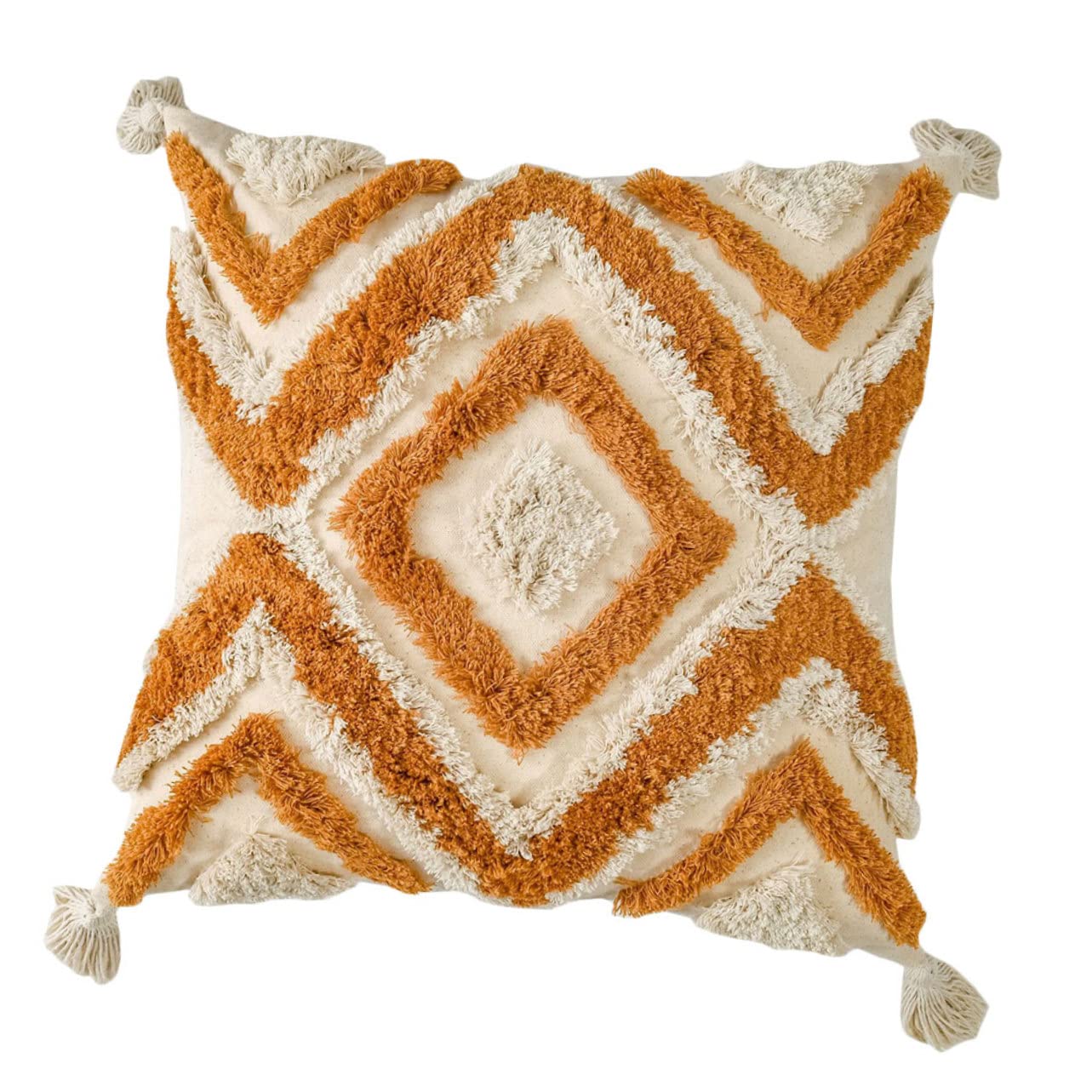 Fodera Cuscino Boho Arancia in Cotone Cerniera Nascosta