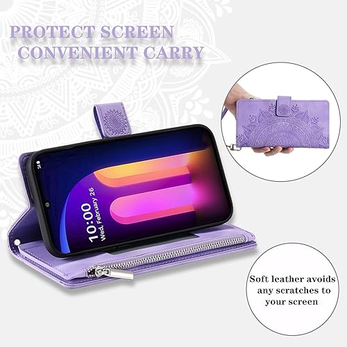 Miniatura 3 de Asuwish Funda para teléfono LG V60 ThinQ V60ThinQ 5G G9 Thin Q Wallet Cover con protector de pantalla de vidrio templado y correa para la muñeca