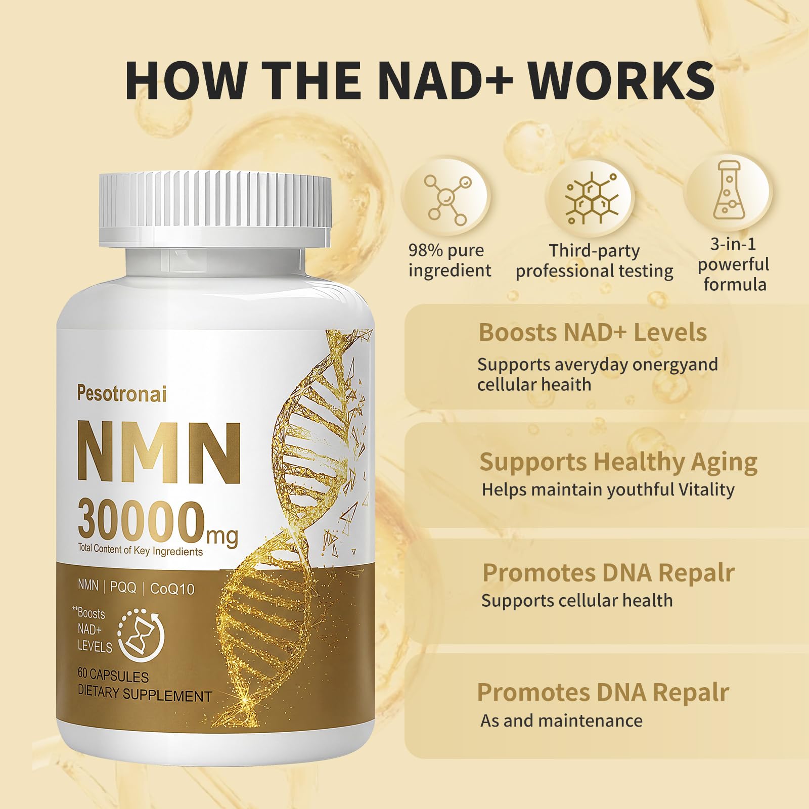 Amazon.com: nmn Supplement 1000mg Pure Organic with Resveratrol